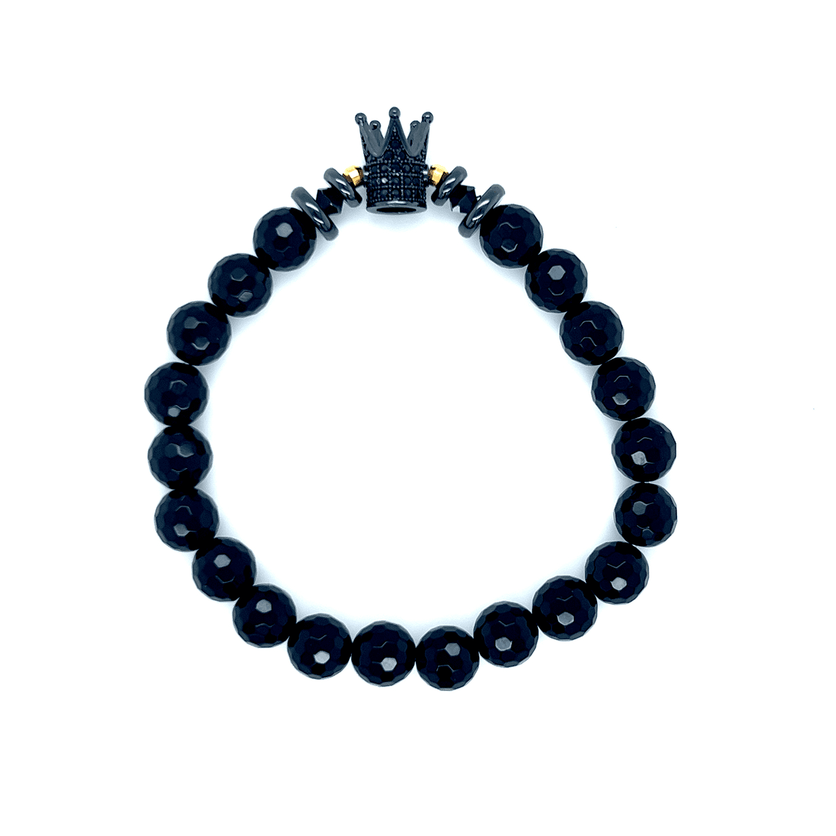 Czarna bransoletka z turmalinem Korona Królowej od Ewa Mrochen Jewellery, elegancki dodatek na nadgarstek