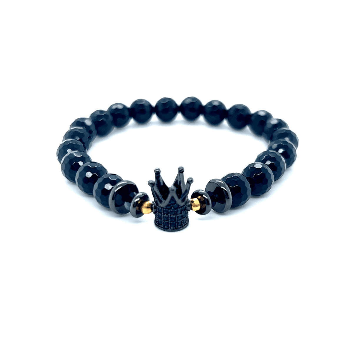 Czarna bransoletka z turmalinu Korona Królowej od Ewa Mrochen Jewellery, delikatny design i naturalne kamienie.