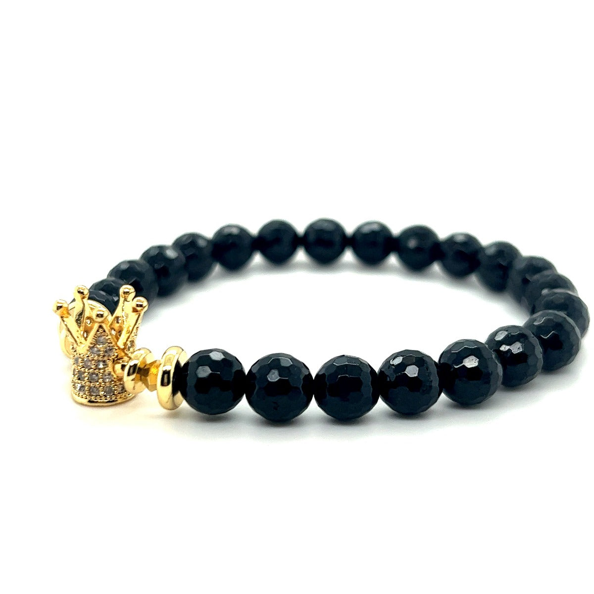 Czarna bransoletka z turmalinem Korona Królowej od Ewa Mrochen Jewellery, elegancki dodatek na nadgarstek
