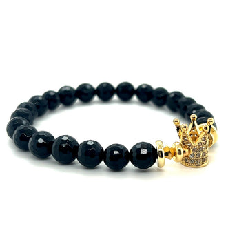 Czarna bransoletka z turmalinem Korona Królowej od Ewa Mrochen Jewellery, elegancka biżuteria na nadgarstek