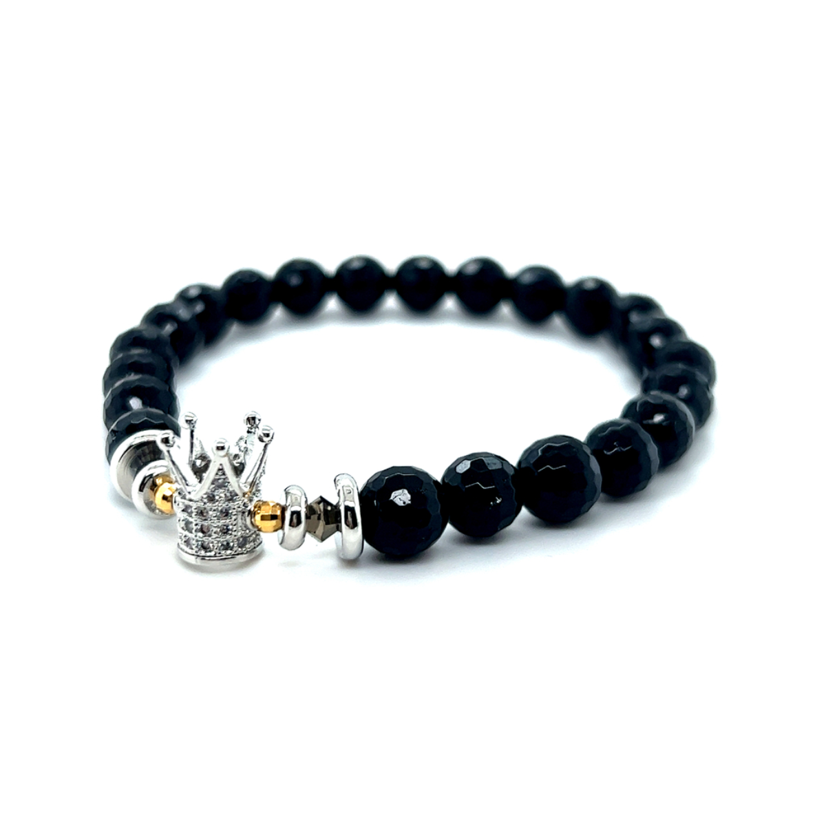 Czarna bransoletka turmalinowa Korona Królowej Silver od Ewa Mrochen Jewellery, elegancka biżuteria na nadgarstek