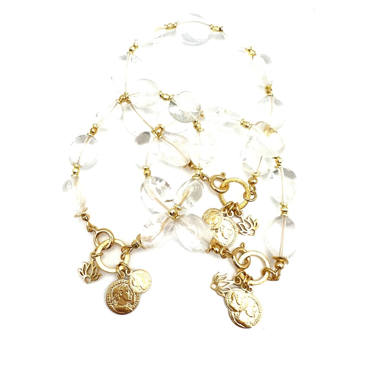 Bransoletka Ewa Mrochen Jewellery z kryształem górskim, przezroczysta i elegancka, na delikatnym sznurku o długości 15 cm