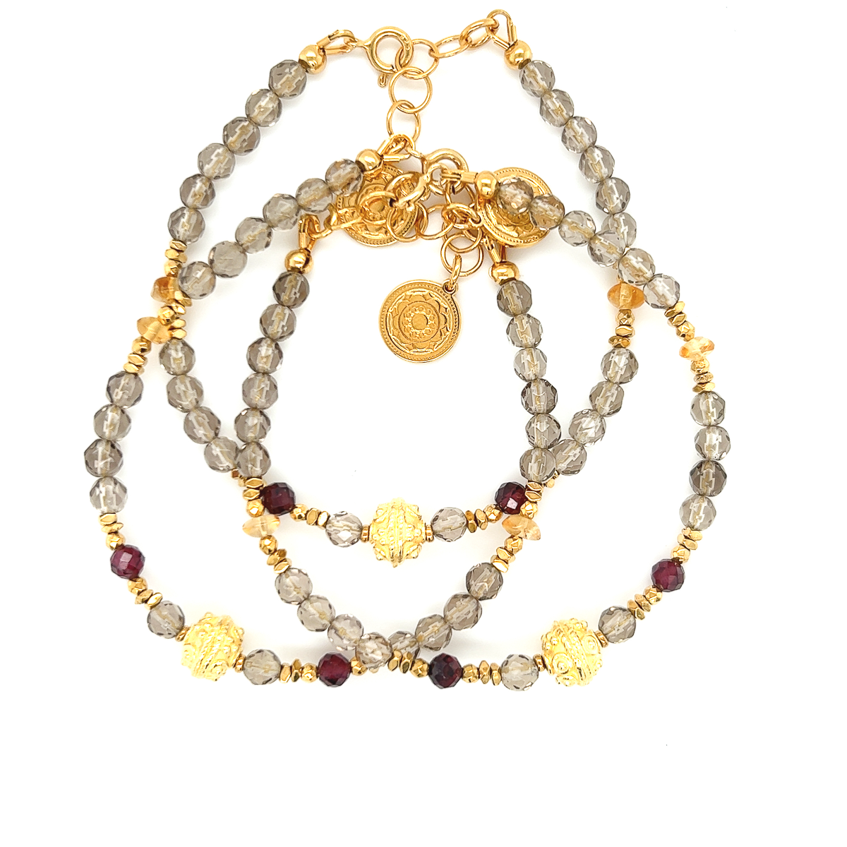 Bransoletka z kwarcu dymnego Ewa Mrochen Jewellery, ozdobna biżuteria z kamieniem dla wewnętrznego spokoju