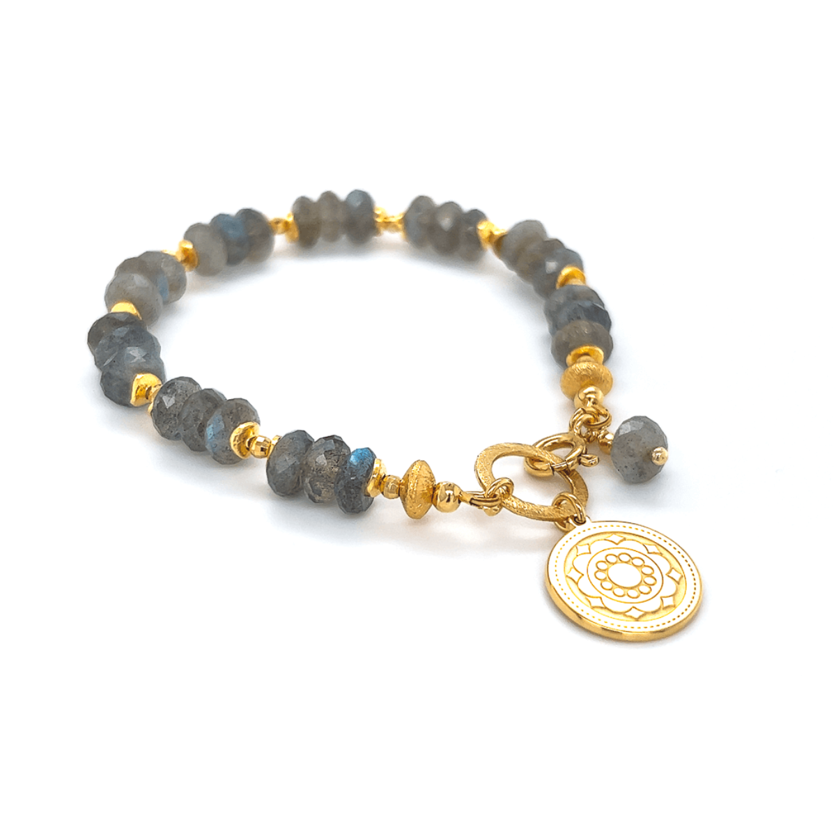 Bransoletka Labradoryt Kreatywność Bogini od Ewa Mrochen Jewellery, 15 cm, elegancki naszyjnik z kamieniami labradorytu.
