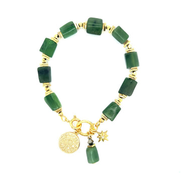Bransoletka z nefrytu od Ewa Mrochen Jewellery z żyłką, naturalny kamień, elegancki dodatek do codziennych stylizacji