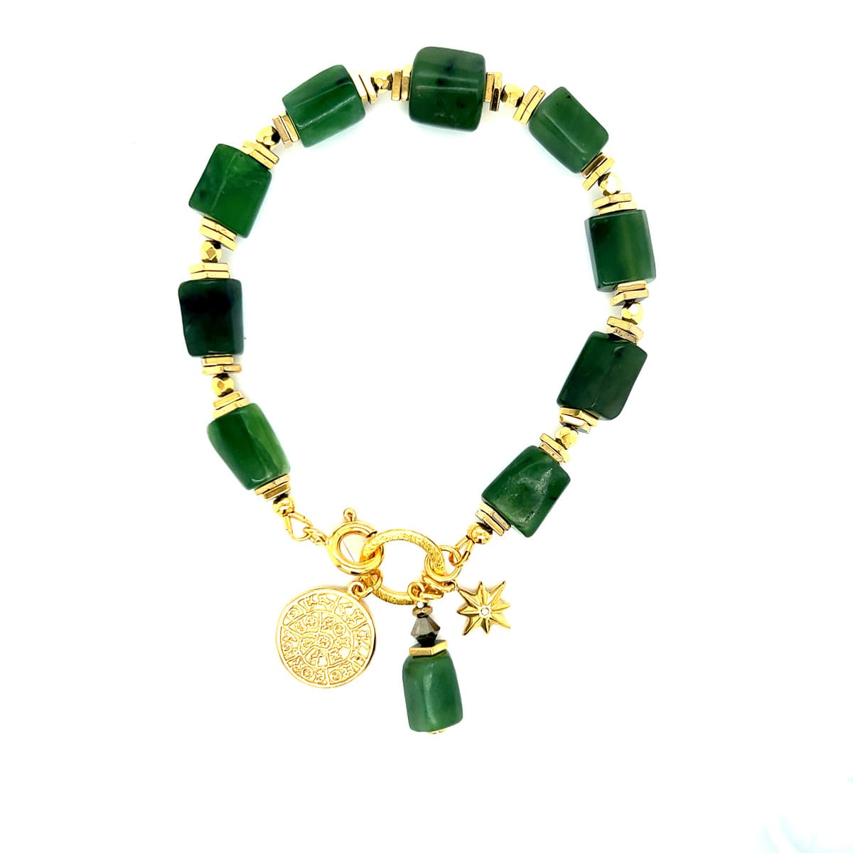 Bransoletka z nefrytu od Ewa Mrochen Jewellery, elegancka biżuteria, naturalny kamień, delikatny design i żyła szczęśliwego życia.