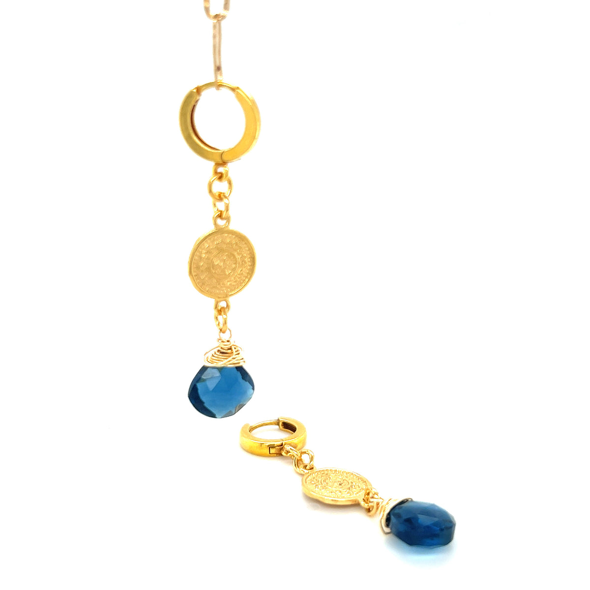 Kolczyki Iolit od Ewa Mrochen Jewellery, eleganckie kolczyki z niebieskim iolit na srebrnej szynie, delikatny design.