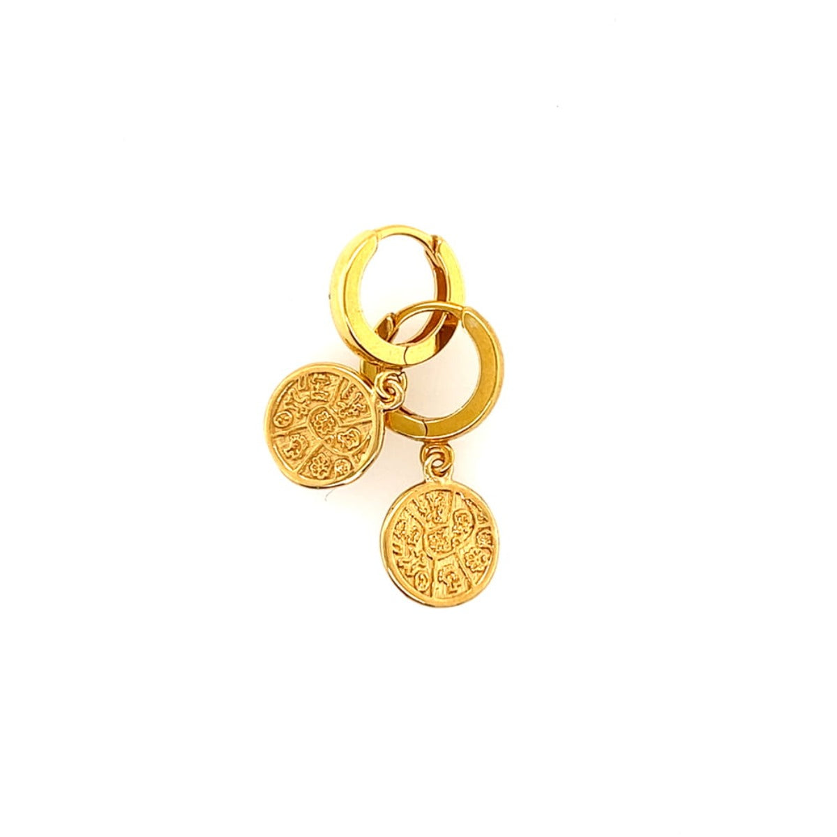 Kolczyki z monetą od Ewa Mrochen Jewellery, delikatny design z ozdobną monetą, srebrne kolczyki na codzienne noszenie