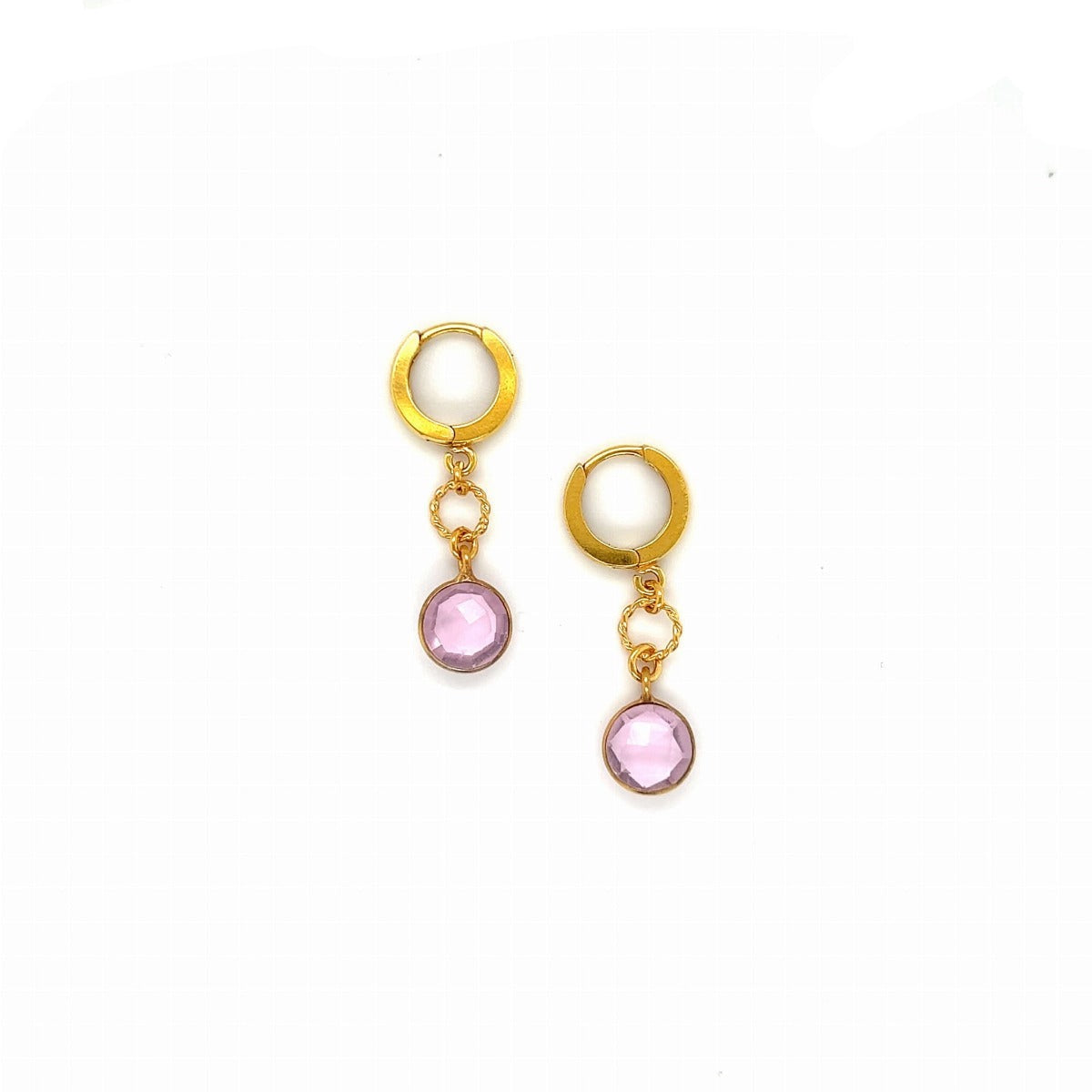 Kolczyki z różowego kwarcu od Ewa Mrochen Jewellery, ozdobione błyszczącymi kamieniami, elegancki dodatek do biżuterii.