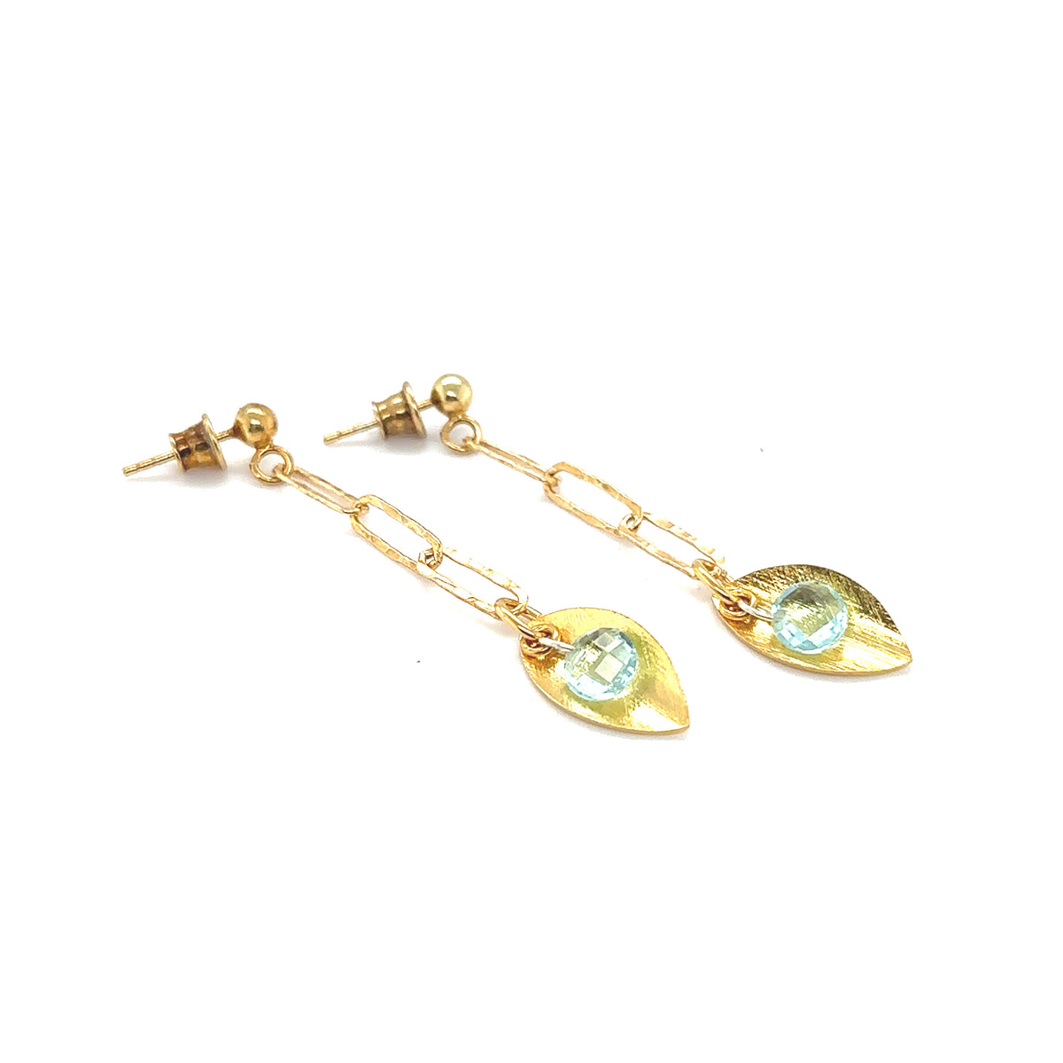 Kolczyki z błękitnym topazem, Ewa Mrochen Jewellery, błyszczące i eleganckie, idealne na wyjątkowe okazje.