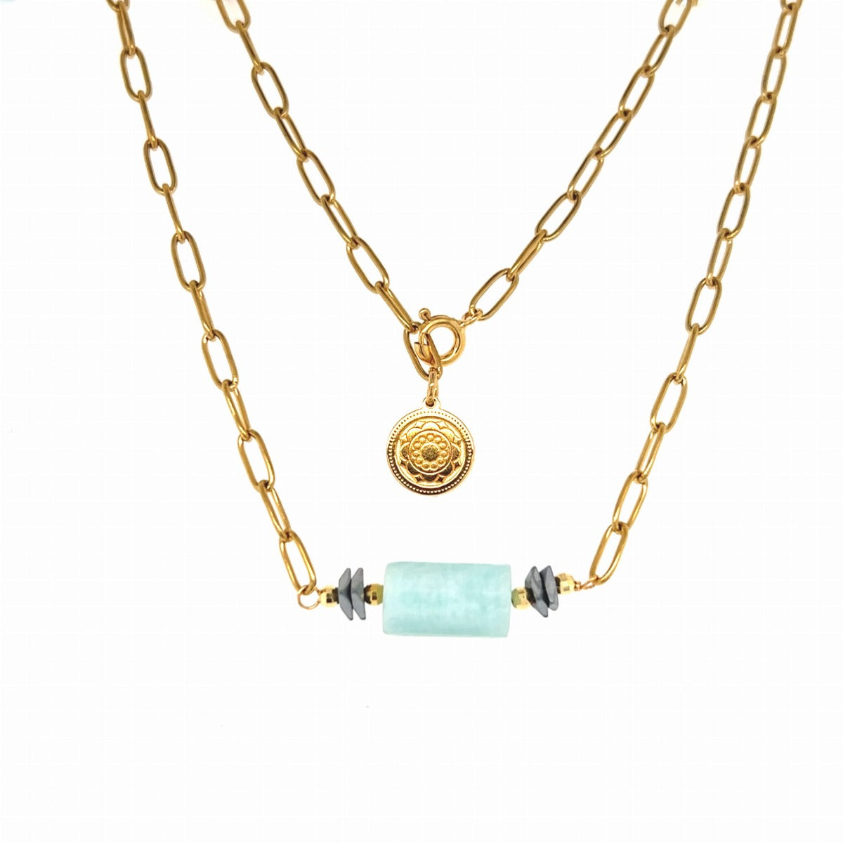 Naszyjnik z amazonitu "Magia wolności" od Ewa Mrochen Jewellery, elegancki biżuteryjny dodatek na szyję