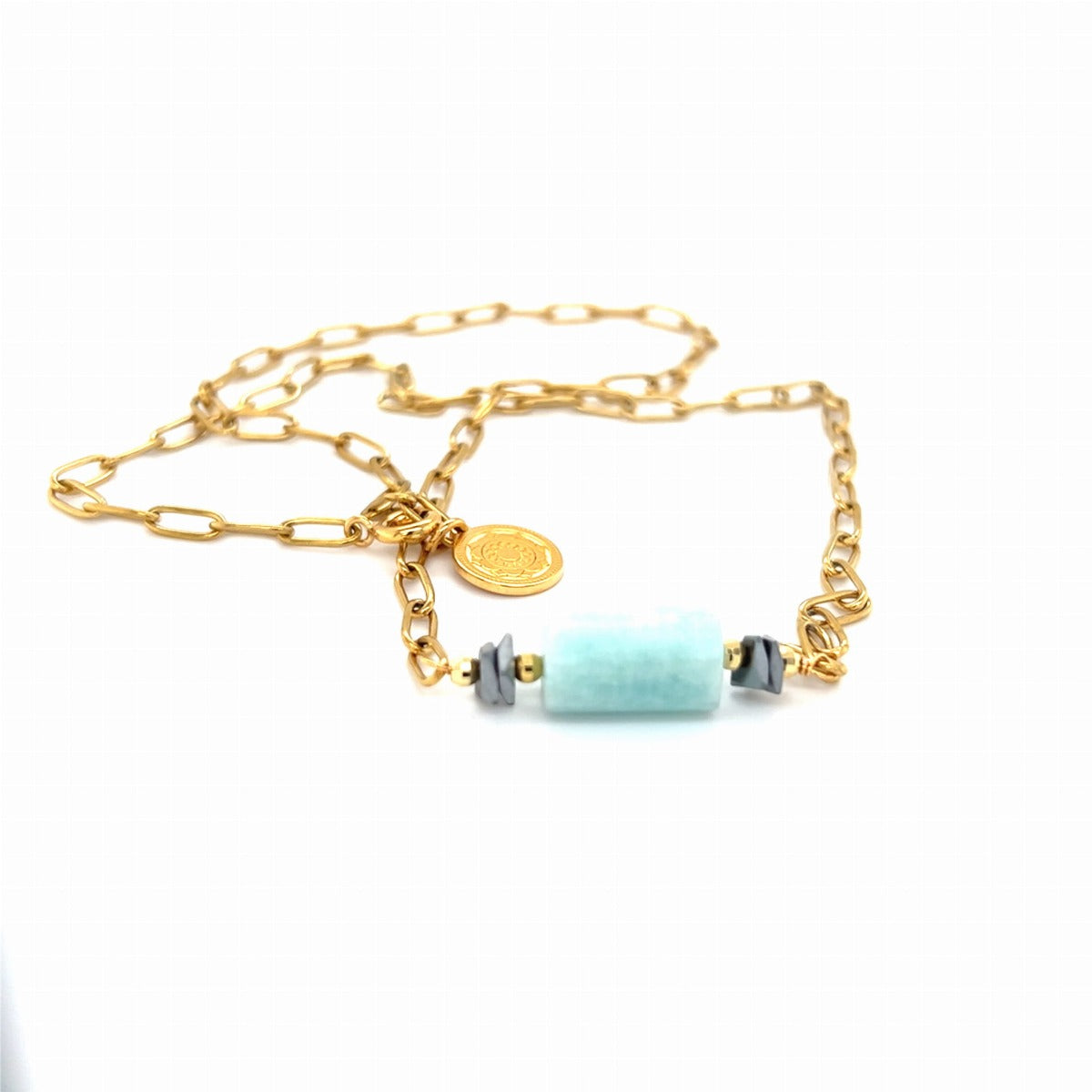 Naszyjnik Amazonit Magia Wolności od Ewa Mrochen Jewellery, naturalny kamień Amazonitu na delikatnym łańcuszku.