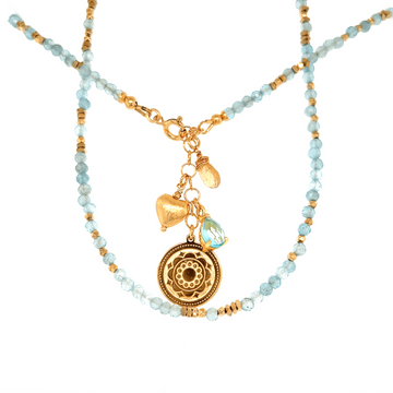 Apatytowy naszyjnik Klejnot Wiary od Ewa Mrochen Jewellery, delikatny srebrny łańcuszek z wyrafinowanym kamieniem.