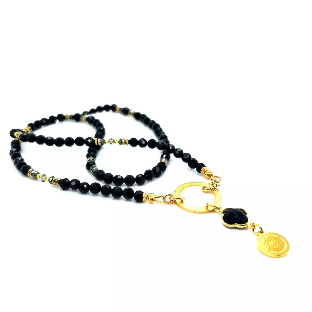 Czarny turmalin naszyjnik od Ewa Mrochen Jewellery, ozdobny naszyjnik z czarnym turmalinem symbolizujący moc ochrony