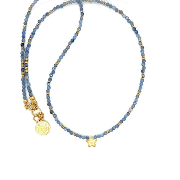 Naszyjnik Kyanit i Cytryn Aura Spokoju od Ewa Mrochen Jewellery, elegancki biżuteryjny dodatek z kamieniami naturalnymi.