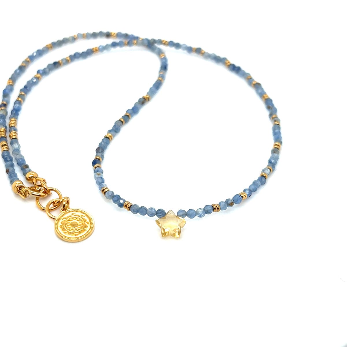 Naszyjnik Aura Spokoju z kyanitem i cytrynem od Ewa Mrochen Jewellery, biżuteria z naturalnymi kamieniami.