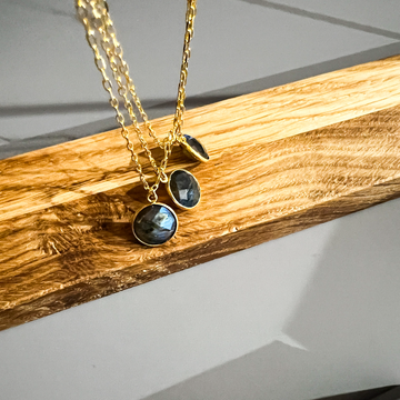 Naszyjnik z labradorytem Ewa Mrochen Jewellery, kamień szczęścia, elegancki naszyjnik na co dzień, naturalny kamień ozdobny