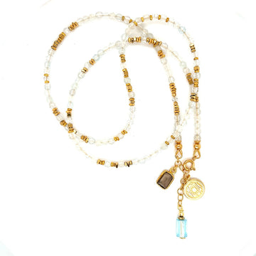 Naszyjnik Topaz Błękitny Ewa Mrochen Jewellery z błyszczącym niebieskim topazem, elegancki i subtelny dodatki do stroju