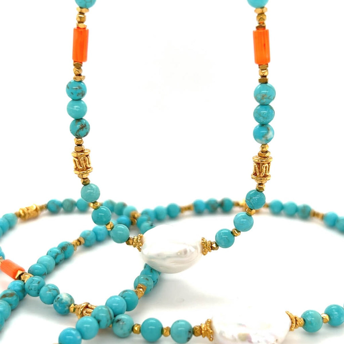 Turkusowy naszyjnik Ewa Mrochen Jewellery, biżuteria z turkusem i srebrnymi elementami, elegancki dodatek do stylizacji