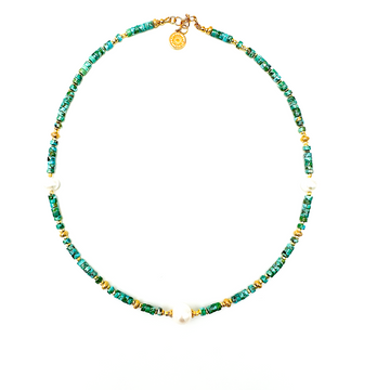 Naszyjnik z turkusem Ewa Mrochen Jewellery, elegancki i wyrazisty, ozdobiony kamieniem turkusowym na delikatnym łańcuszku.