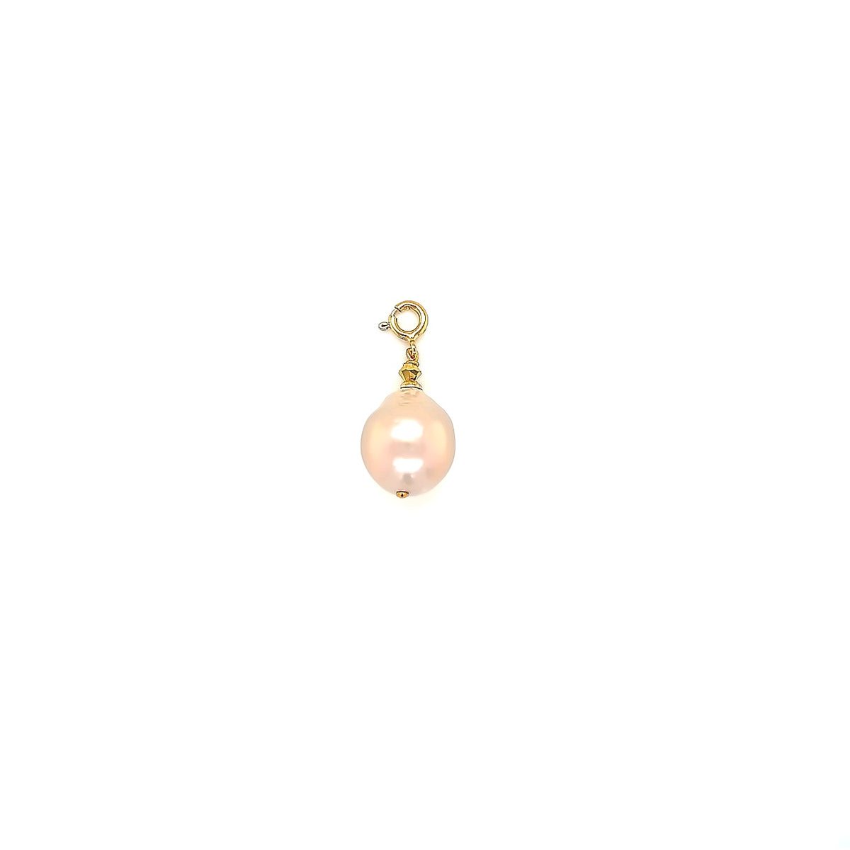 Różowa barokowa perła na zawieszce od Ewa Mrochen Jewellery, elegancka biżuteria z dużą, unikalną perłą.